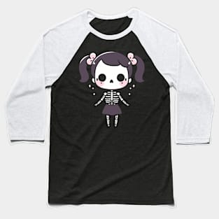 Cute Skeleton Girl Design | Skeleton in Kawaii Style | Halloween for Girls Baseball T-Shirt